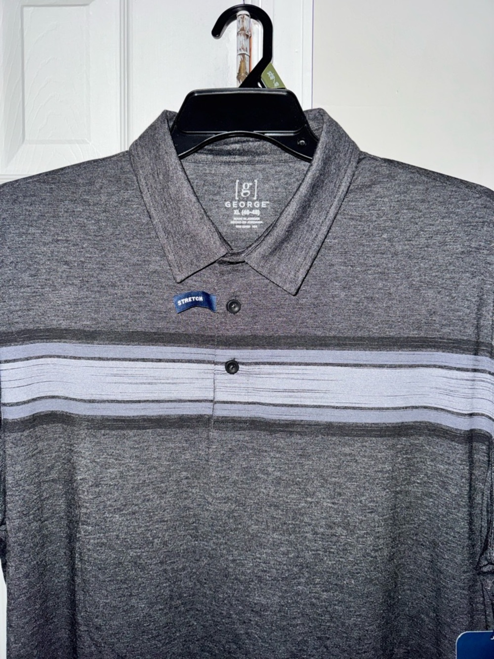 George Men's Performance Polo Shirt XL NWT Charcoal Gray Chest Stripe Golf Activ - Picture 2 of 9